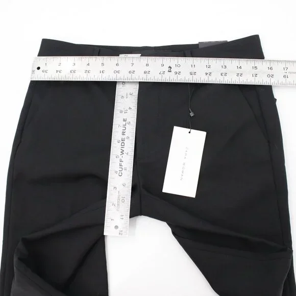 NWT Zara pants women's 4 Asymmetric Hem black cotton blend career preppy work - Picture 8 of 15
